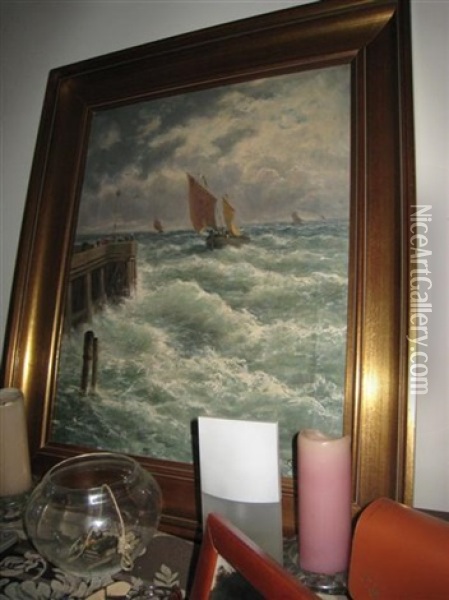 Fisherboats Near Reggio Oil Painting - Julius Karl Rose