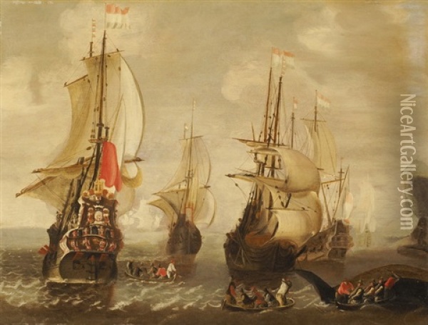 Hafen Mit Hollandischen Fregatten Und Ruderbooten Oil Painting -  Zeeman