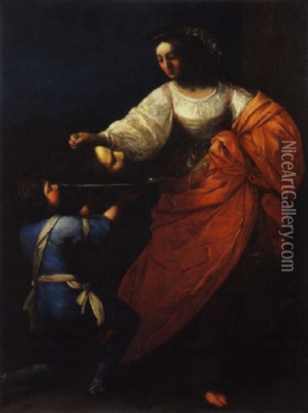 Salome Con La Testa Di San Giovanni Battista Oil Painting - Luciano Borzone