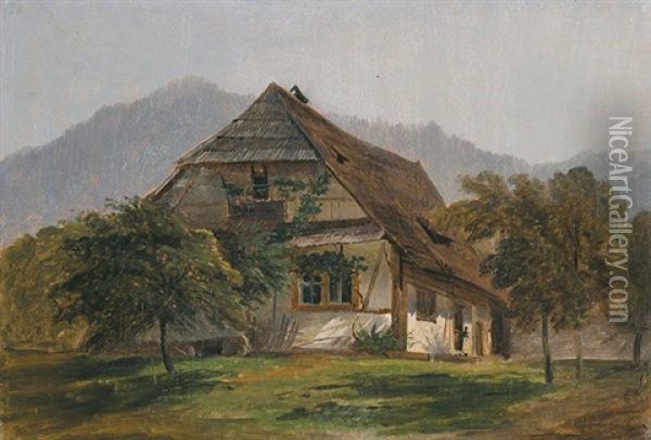 Schwarzwalder Bauernhaus Im Barental Oil Painting - Carl Ludwig Frommel