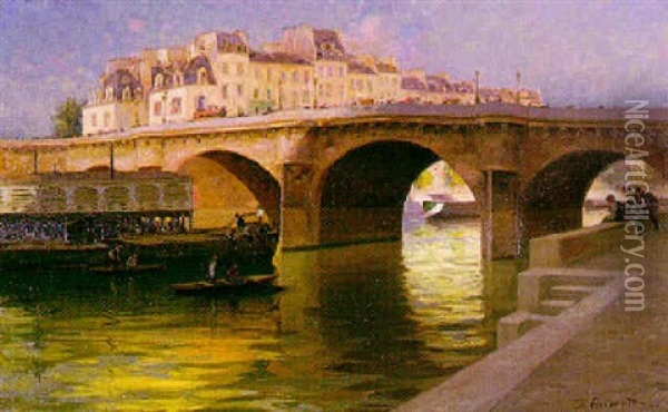 Le Pont Neuf A Paris Oil Painting - Gabriel Amoretti