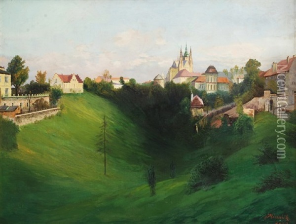 Pohled Na Prazsky Hrad Oil Painting - Jan B. Minarik