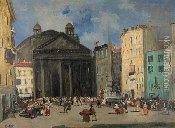 Plac Przez Panteonem Oil Painting - Alfredo Gauro Ambrosi