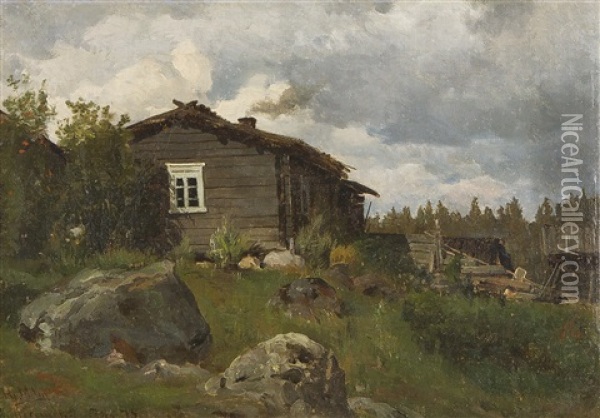 Croft Oil Painting - Magnus Hjalmar Munsterhjelm