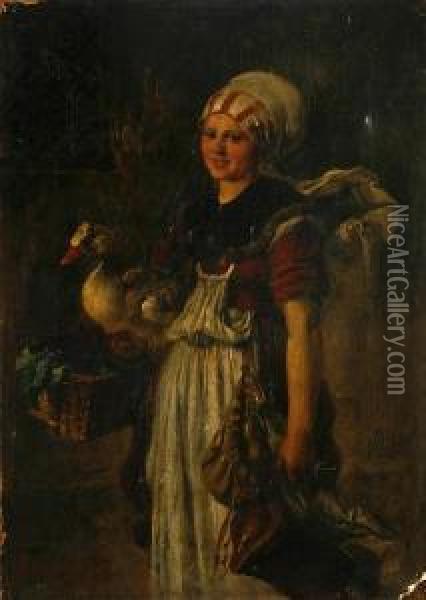 The Goose Girl Oil Painting - Konrad Weigand