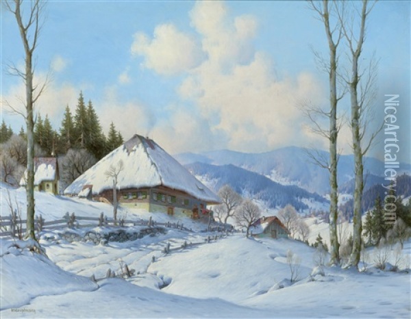 Wintertag In Ellersbach Oil Painting - Karl Hauptmann