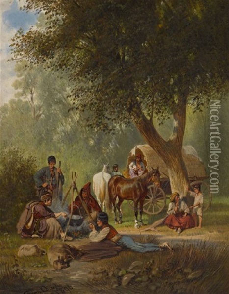 Lagerszene Oil Painting - Franz Quaglio