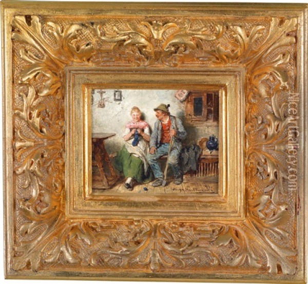 Holzknecht Und Madel Oil Painting - Hugo Wilhelm Kauffmann