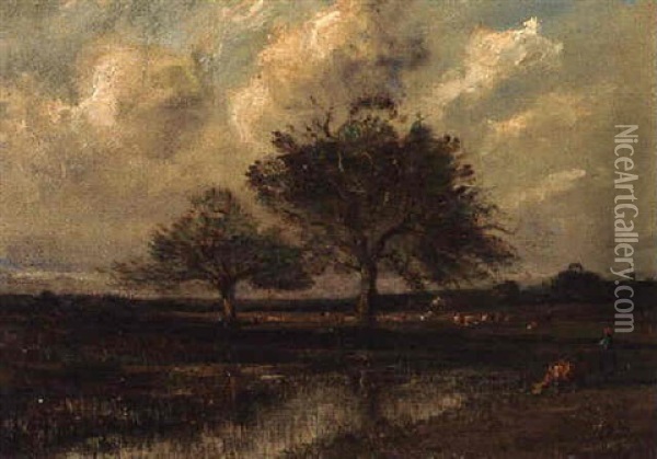 Field At Barbizon Oil Painting - Jules Dupre