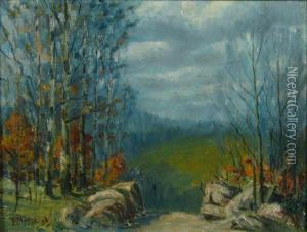 Landscape With Dirt Road, 
Needscleaned Oil Painting - Thomas