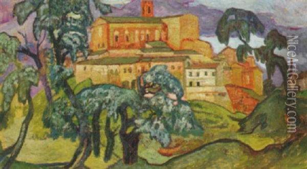 I Stadens Utkant, Siena Oil Painting - Helmer Osslund