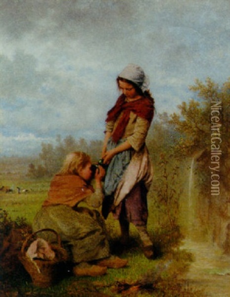 At The Spring Oil Painting - Henry Campotosto