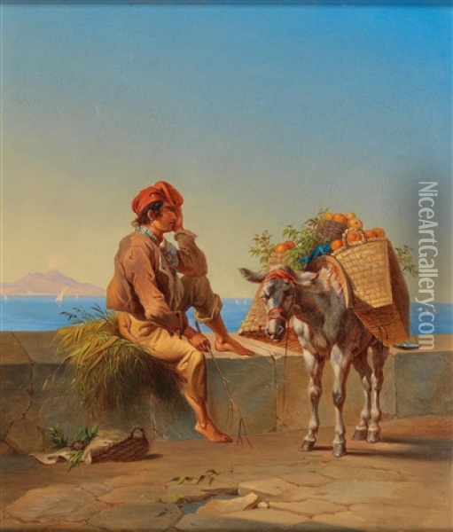 Der Orangenverkaufer Oil Painting - Joseph Heicke