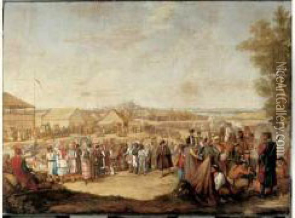 La Visite Par L'empereur Russe Nicolas Ier De La Foire De Nijni Novgorod En 1836 Oil Painting - George Emmanuel Opitz