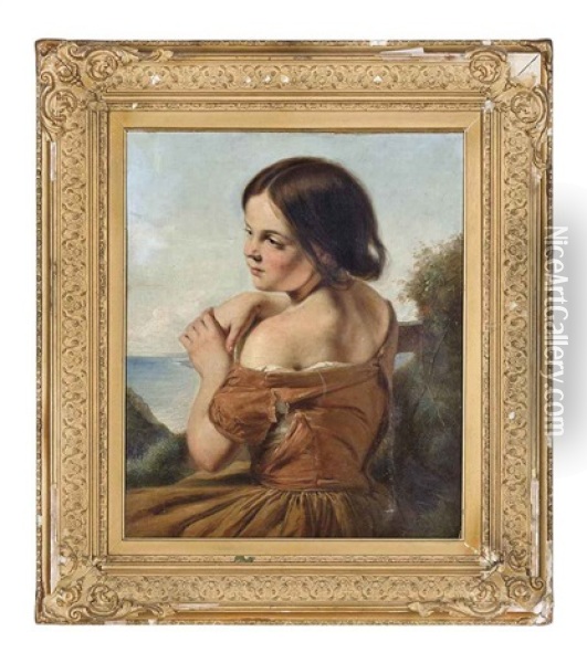 Gazing Out To Sea Oil Painting - Gustav Pope