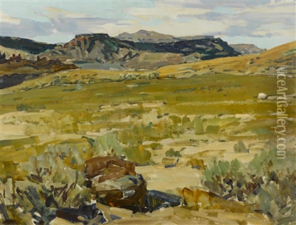 Wyoming Sand Brush Oil Painting - Frank Tenney Johnson