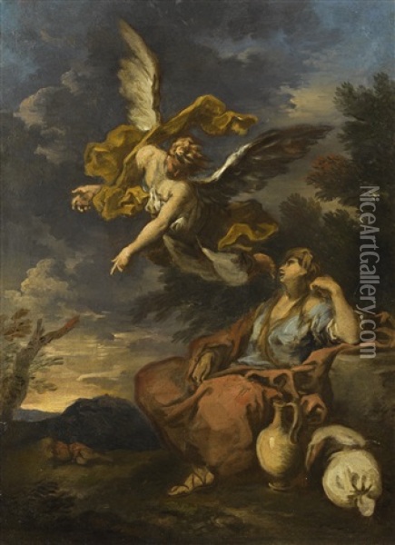 Hagar And The Angel Oil Painting - Alessandro Magnasco