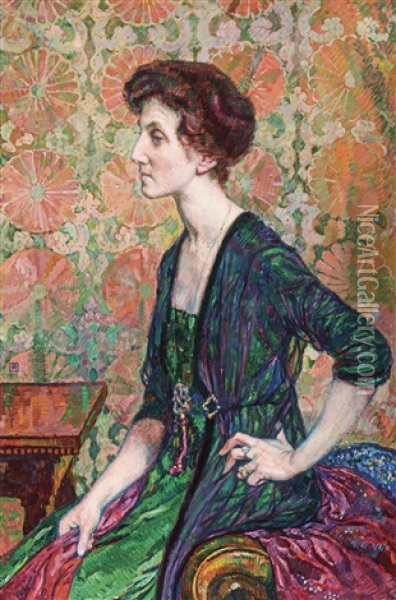 Madame Else Lampe Von Guita Oil Painting - Theo van Rysselberghe