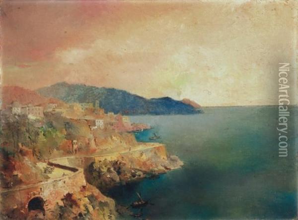 Seashore In Naples Oil Painting - Gyula Hary