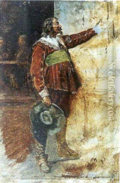 Mousquetaire Pour Le Tableau Du Salon De 1865 Oil Painting - Ernest Meissonier