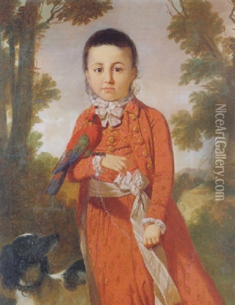 Portrait Of A Young Boy (a Son Of Shuja-ud-daula, Nawab Vizierof Oudh?) Oil Painting - Tilly Kettle