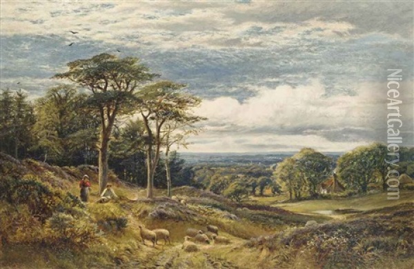 The Shepherd's Distraction Oil Painting - Alfred Augustus Glendening Sr.