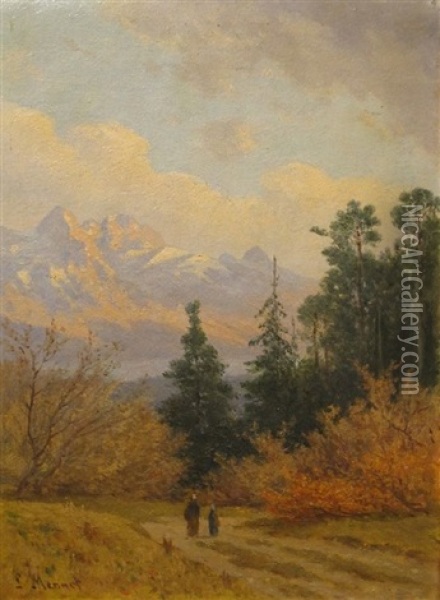 Promenade En Automne Oil Painting - Louis Mennet