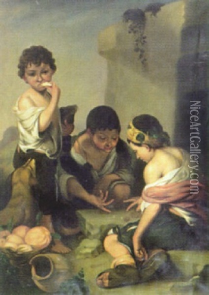 Wurfel Spielende Kinder Oil Painting - Bartolome Esteban Murillo