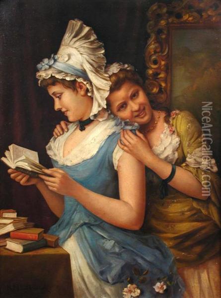 An Amusing Read Oil Painting - Rene Marie Leon Devillario