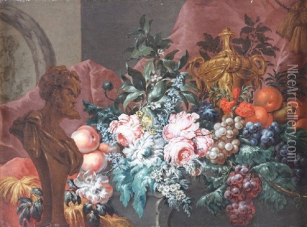 Natura Morta Di Fiori E Frutti Oil Painting - Anne Vallayer-Coster