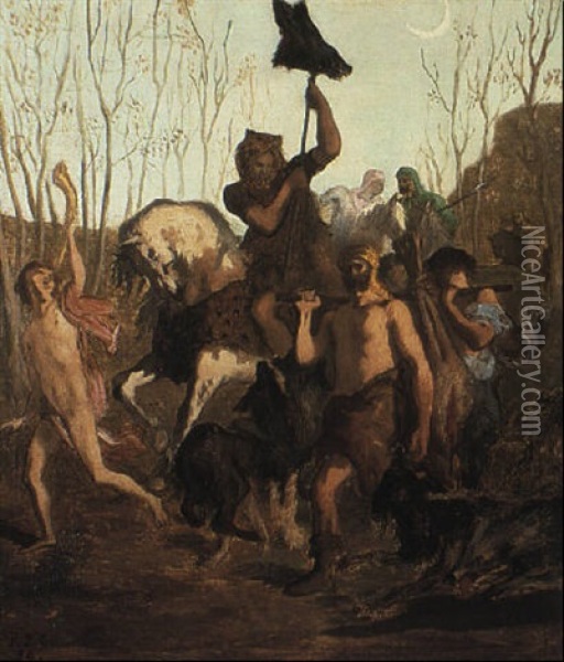 Winter, Esau Returning From The Hunt Oil Painting - Pierre Puvis de Chavannes