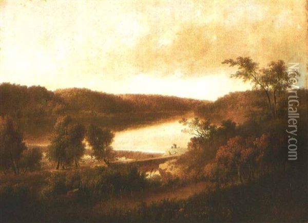 Landscape By The Dam Oil Painting - Thomas Doughty