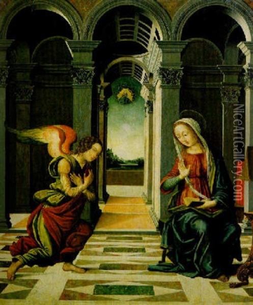 Maria Verkundigung Oil Painting - Pietro del Donzello