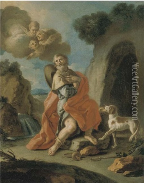 San Rocco Oil Painting - Francesco de Mura