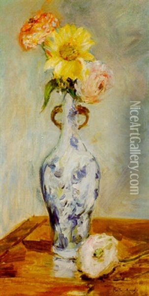 Le Vase Bleu Oil Painting - Berthe Morisot