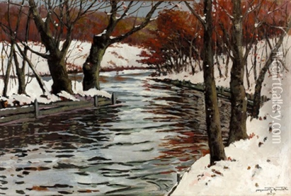 Winterliche Flussuferpartie Oil Painting - Ivan Ivanovitch Kowalski