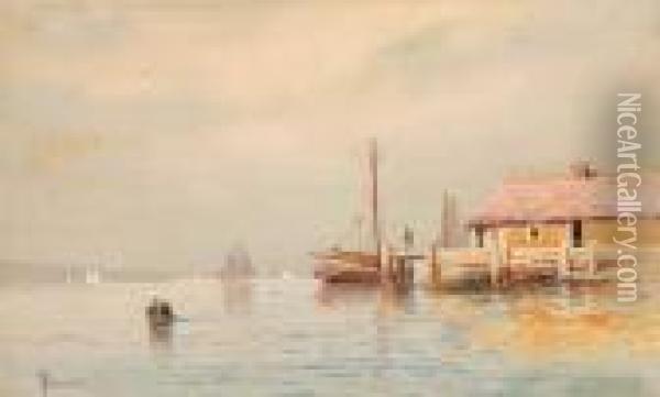 Boathouse Oil Painting - Alfred Thompson Bricher