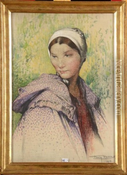 Portrait D'une Jeune Fille A La Coiffe Blanche Oil Painting - Firmin Baes