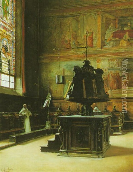 Santa Maria Novella, Florence Oil Painting - Gioacchino Gamberini