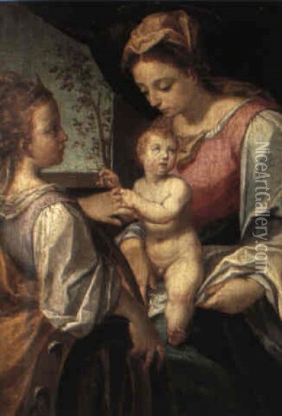 The Mystic Marriage Of St. Catherine Oil Painting - Alessandro Casolani