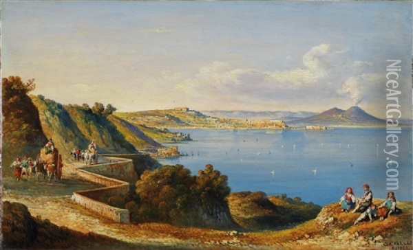 View Of Naples As Seen From Posillipo With The Palazzo Donn