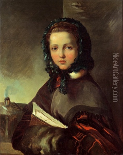 Madchen Mit Buch Oil Painting - Franciszek Lampi