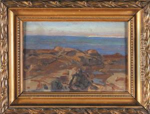 Wybrzeze Skaliste W Bretanii, Ok. 1914 R. Oil Painting - Gustaw Pillati