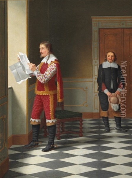 Christian Iv Discovers The Forgery Of A Document Oil Painting - Christoffer Wilhelm Eckersberg