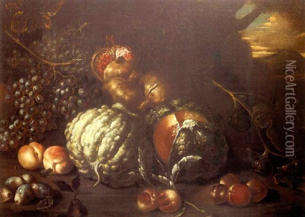 Nature Morte Aux Grenades Et Aux Fruits Oil Painting - Tommaso Realfonso