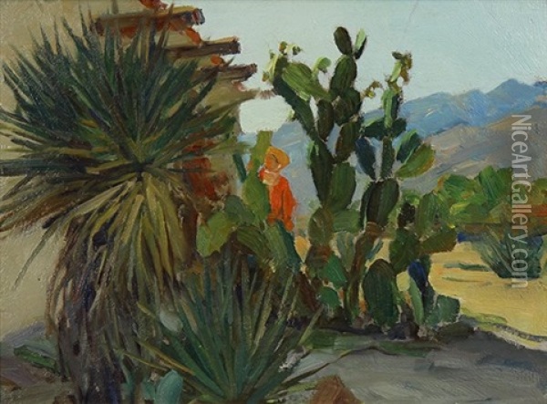 Desert Bungalow Oil Painting - Frank Tenney Johnson