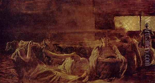 Women Smoking Hashish Oil Painting - Gaetano Previati