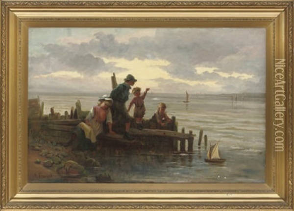 The Toy Boat Oil Painting - Thomas Fenwick