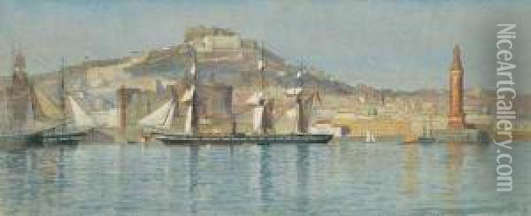 Naples Harbor Oil Painting - Samuel Colman