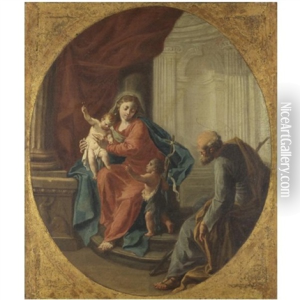 Sacra Famiglia Con San Giovannino Oil Painting - Saverio dalla Rosa